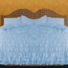 100% COTTON 800 TC  RUFFLED DUVET SET TWIN SIZE SKY BLUE