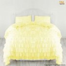 100% COTTON 800 TC  RUFFLED DUVET SET TWIN SIZE YELLOW