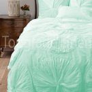 100% COTTON 800 TC FLOWER  RUFFLED  DUVET SET TWIN SIZE AQUA