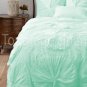 100% COTTON 800 TC FLOWER  RUFFLED  DUVET SET TWIN SIZE AQUA
