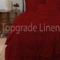 100% COTTON 800 TC FLOWER  RUFFLED  DUVET SET TWIN SIZE BURGANDY