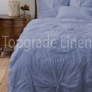 100% COTTON 800 TC FLOWER  RUFFLED  DUVET SET TWIN SIZE EGYPTION BLUE