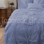 100% COTTON 800 TC FLOWER  RUFFLED  DUVET SET TWIN SIZE EGYPTION BLUE