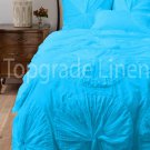 100% COTTON 800 TC FLOWER  RUFFLED  DUVET SET TWIN SIZE ROBBIN BLUE