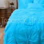 100% COTTON 800 TC FLOWER  RUFFLED  DUVET SET TWIN SIZE ROBBIN BLUE