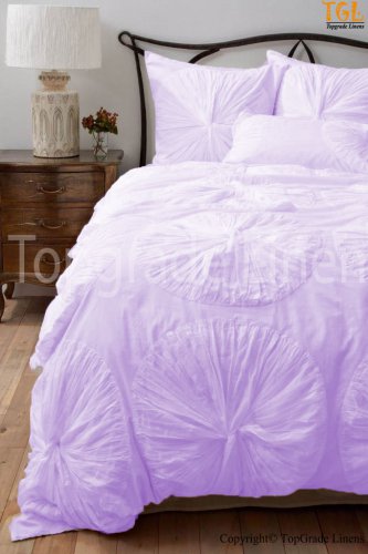 100% COTTON 800 TC FLOWER  RUFFLED  DUVET SET TWIN SIZE LAVENDER