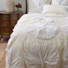 100% COTTON 800 TC FLOWER  RUFFLED  DUVET SET TWIN SIZE WHITE