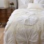 100% COTTON 800 TC FLOWER  RUFFLED  DUVET SET TWIN SIZE WHITE
