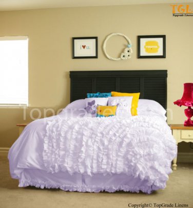 100% COTTON 800 TC CORNER RUFFL DUVE SET TWIN SIZE PURPLE