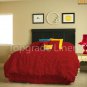100% COTTON 800 TC CORNER RUFFL DUVE SET TWIN SIZE WINE