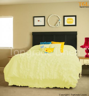 100% COTTON 800 TC CORNER RUFFL DUVE SET TWIN SIZE YELLOW