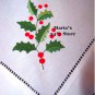 Williams Sonoma Holly White Linen Embroidered Tablecloth 90" Table