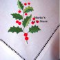Williams Sonoma Holly White Linen Embroidered Tablecloth 90" Table