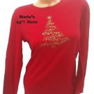My Christmas Tree Red Blouse Shirt Women's Sz Sm, Lg