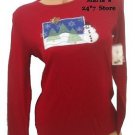 My Christmas Red Snowman Studded Top T-Shirt Women's Sz Large