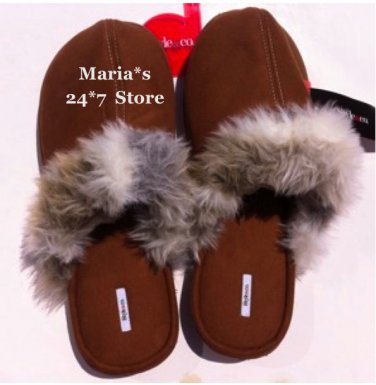 Style Co Cozy Slip On Fur Sliders Slippers Women Large