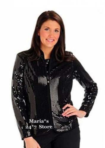 aDRESSing WOMAN Mandarin Collar Zip Black Shimmer Jacket Med