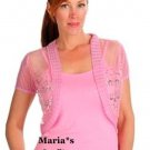 Glitterscape Beaded Seashell Motif Cardigan & Tank Top Blouse Women's Med