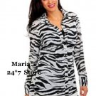 Geneology Zebra Oversized Shirt & Camisole Set Blouse Tunic Top Med
