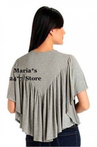 Geneology Stretch Knit Angel Wing Top Cardigan Gray Shrug Women's Sz Small