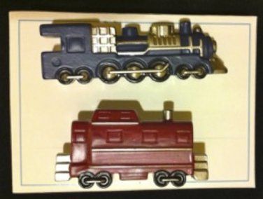 Potter Barn 2 Metal Train Set Dresser Drawers Knobs w/Hardware Cabinet Pulls