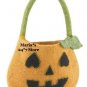 Williams Sonoma Pumpkin Wool Tote Jack O Lanter Halloween Candy
