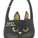 Williams Sonoma Black Cat Wool Tote Halloween Candy Bag