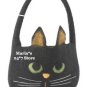 Williams Sonoma Black Cat Wool Tote Halloween Candy Bag