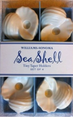 WILLIAM SONOMA 4 Sea Shell Taper Holders & 10 Candles