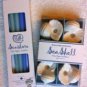WILLIAM SONOMA 4 Sea Shell Taper Holders & 10 Candles