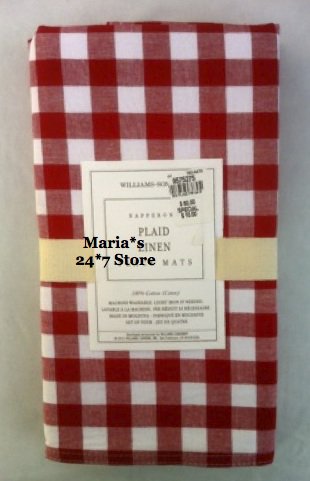 Williams Sonoma Check Lined Placemats Set of 4 Navy