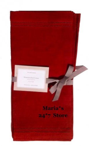 Williams Sonoma Hemstitch Linen PlaceMats Terra-cotta  $60