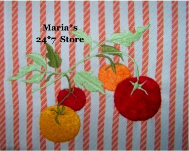 Williams Sonoma 4 Embroidered Stripe Harvest Fruit Placemats