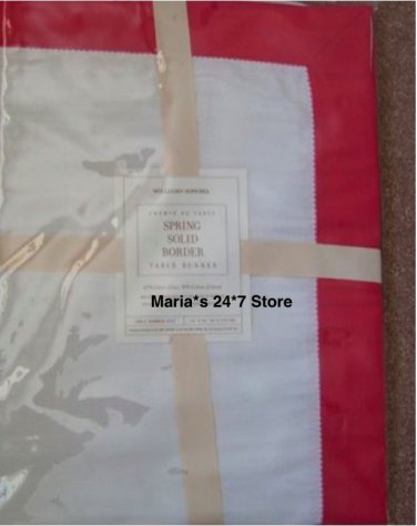 WILLIAM SONOMA Bold PINK Border Dinner Table Runner