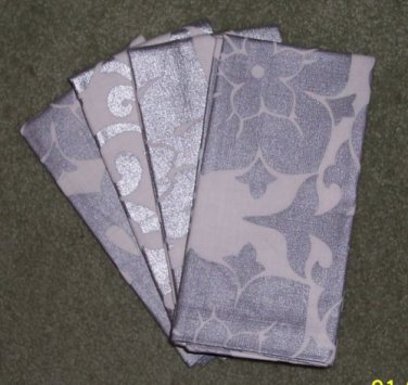 Pottery Barn Metallic Silver & White Floral Dinner Napkins