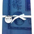 Williams Sonoma Blue Bretagne Jacquard Tablecloth Sea Shells 90" $120