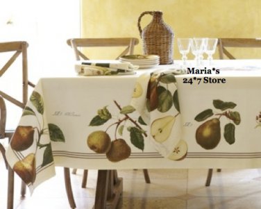 WILLIAM SONOMA Nappe Botanical Pear Tablecloth 90" Dinner