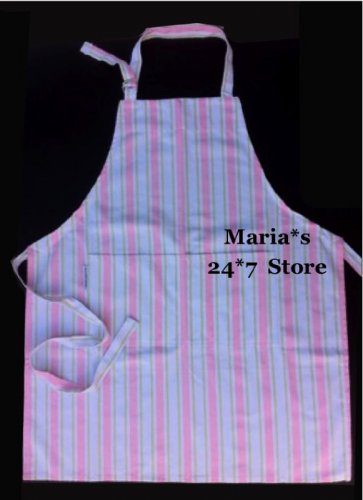Williams Sonoma Pink Green Stripe Adult Apron Pottery Barn