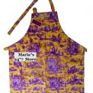 Williams Sonoma Logo Orleans Toile Adult Apron Yellow & Purple