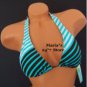 Raisins Stripe Blue Bikini Halter Top Swim Suit Women's M