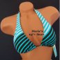 Raisins Stripe Blue Bikini Halter Top Swim Suit Women's M