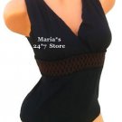 Great Lengths 1 Piece Smocked Black SwimSuit Women's Sz 10