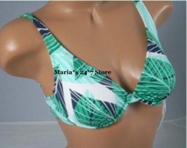 JAG Teal Leaves Bikini Halter Top Swim Suit Women's Large