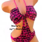 EckoRed Dineila Brazil Black & Fuchsia 1 Piece Swim Suit Women's Sz Lg