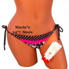 Hula Honey Pink & Brown String Bikini Swim Suit Bottom Women's XL