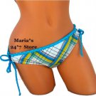 Hula Honey Blue Plaid Bikini Swim Suit Bottoms Women's Sz XL