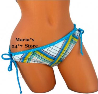Hula Honey Blue Plaid Bikini Swim Suit Bottoms Women's Sz XL