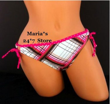 Hula Honey Plaid Bikini Women's Swim Suit Bottom Sz XS, S, M