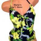 Hula Honey Tankini Swim Suit Halter Top Women's Jr Sz Sm