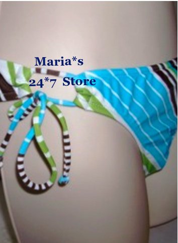 Island Soul Blue Bikini Swim Suit Bottom Women's Sz Sm